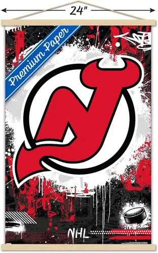 Vista 3 de Trends International NHL New Jersey Devils - Póster de pared con logotipo Maximalist 23 con marco magnético