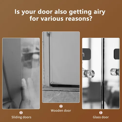 Vista 2 de Burlete para puerta, tapón de puerta cortable de 236 pulgadas de longitud, tapón adhesivo fuerte para puerta para puertas exteriores/interiores