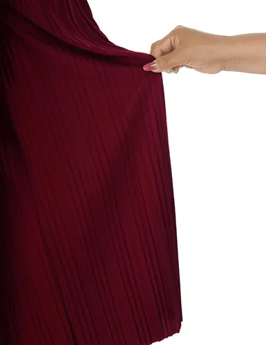 Vista 3 de Made By Johnny Pantalones palazzo plisados de pierna ancha con cordón para mujer