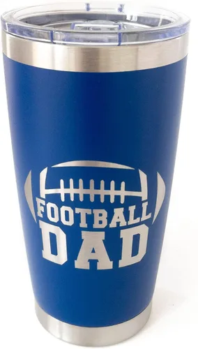 Vista 3 de Vaso de fútbol para papá, 20 0z, taza de viaje para hombres, fútbol universitario para papá, deportes (azul rey)