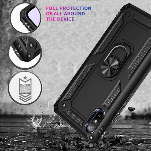 Vista 7 de Funda para Redmi 9A M2006C3LG/Redmi 9i M2006C3LII con protector de pantalla de vidrio templado, [grado militar] [anillo de metal]