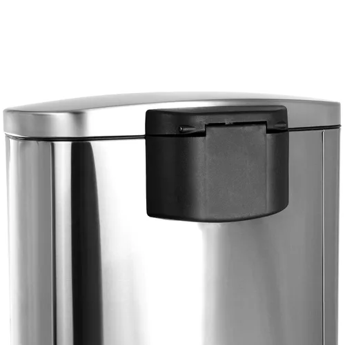 Vista 6 de Elama Cubo de basura de 13 galones de acero inoxidable con mecanismo de cierre lento en plata mate