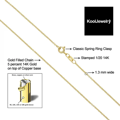 Vista 3 de Kooljewelry Collar de cadena de cable relleno de oro amarillo o blanco de 14 quilates para mujeres y hombres