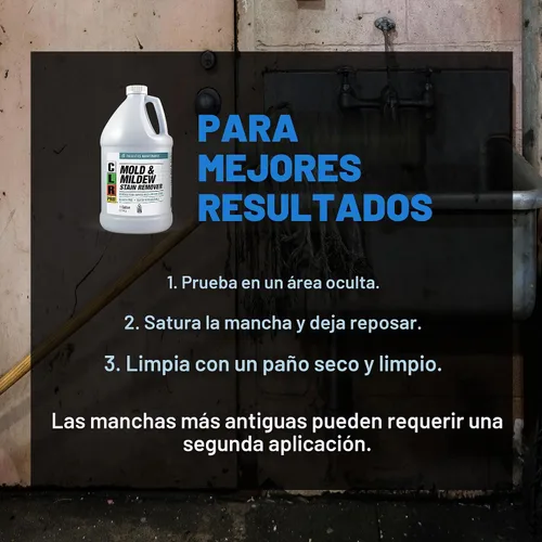 Vista 6 de CLR PRO Heavy Duty Limpiador de Manchas de Moho y Hongos sin Lejía, Botella de 1 Galón, Removedor de Manchas Multisuperficie Sin Perfume, Funciona