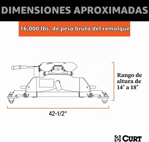 Vista 2 de CURT Enganche de 5ª rueda 16043 A16 compatible con sistema de disco seleccionado, 16,000 libras