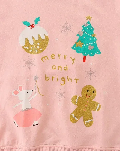 Vista 4 de FreeLu Sudaderas de algodón para niñas con estampado de dibujos animados y cuello redondo