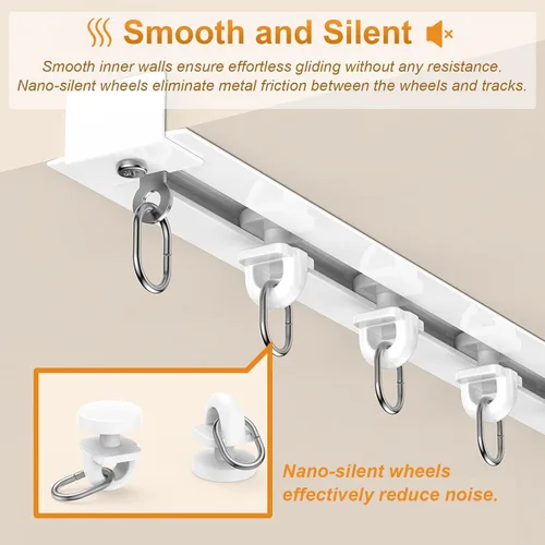 Vista 4 de Concealed Curved Curtain Track with Silent Roller, 4 6 8 10 12 ft Smooth Ceiling Curtain Rail, Single Ceiling Rail Kit for Curtains Bay