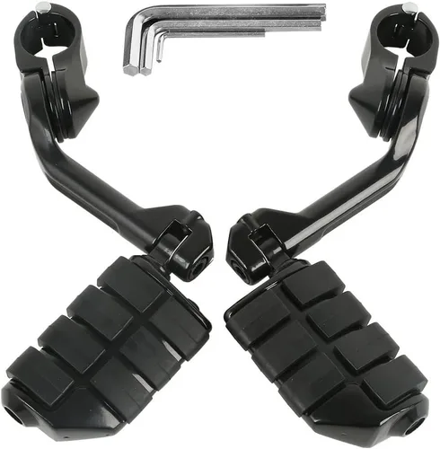 Vista 25 de TCT-MOTORPARTS Estriberas de pie de carretera de montaje largo para Harley Electra Glide, todo con protectores de motor de 1-1/4 pulgadas 1.25 Negro