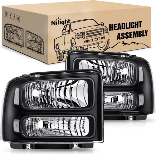 Vista 20 de Nilight - Conjunto de faros delanteros compatible con Ford F-150 Expedition 1997 1998 1999 2000 2001 2002 2003, carcasa negra, reflector ámbar
