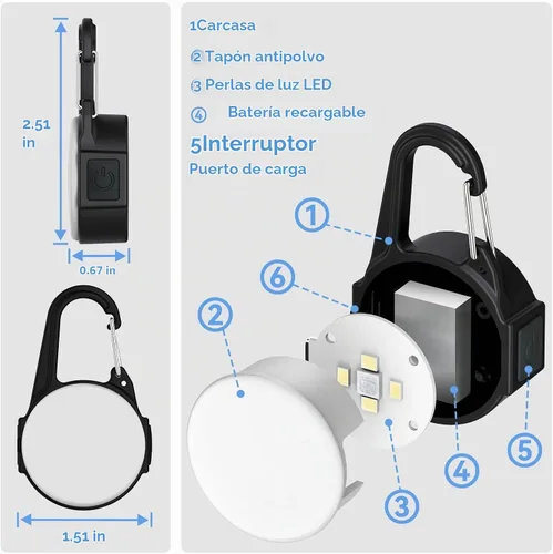 Vista 5 de Luces de perro para caminar por la noche, 4 modos IP68 impermeable collar de perro luz para clip nocturno, recargable de alta capacidad con 2 cables