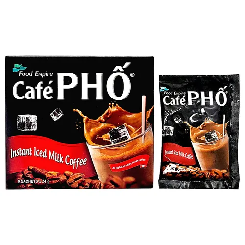 Vista 4 de Cafe Pho - Mezcla de café instantáneo vietnamita 3 en 1, café con leche helada, café Sua Da, paquetes de café de una sola porción, caja de 9 sobres