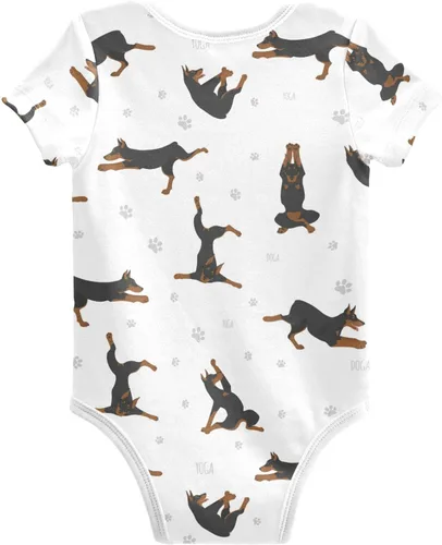 Vista 2 de vvfelixl Bodies para bebé niña negro Pug blanco manga corta algodón ropa de bebé para niñas 0-24 meses