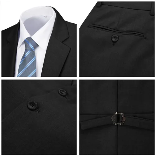 Vista 6 de Trajes de hombre de 3 piezas de corte delgado, esmoquin de boda, padrino de boda, fiesta de graduación, casual, chaqueta de negocios, chaleco