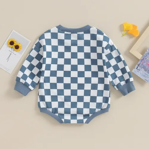 Vista 43 de Karuedoo Sudadera a cuadros para bebé niño y niña, mameluco de gran tamaño, manga larga, con burbujas, ropa neutra para otoño