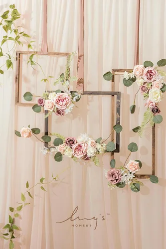 Vista 3 de Ling's moment Flores artificiales Austin de seda, rosas artificiales con tallo para ramos de boda, centros de mesa, fiesta, decoración del hogar