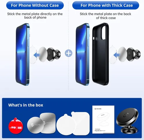 Vista 6 de SYNCWIRE Soporte magnético para teléfono de automóvil, para salpicadero, imanes fuertes ajustables de 360°, soporte para teléfono celular