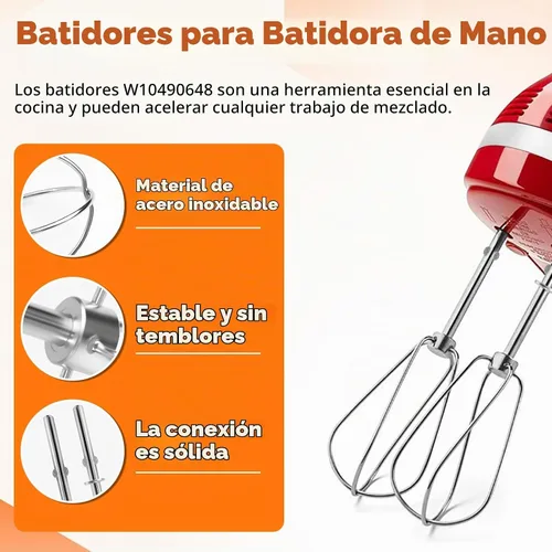 Vista 6 de Accesorios de batidores para batidora de mano para Kitchenaid de acero inoxidable