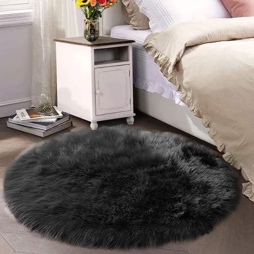 Vista 109 de Latepis - Alfombra rectangular de piel sintética tipo lana de oveja suave y esponjosa de estilo bohemio para sala de estar, dormitorio y residencias