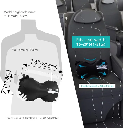 Vista 5 de Almohada de viaje inflable de viaje SMART para asiento de avión