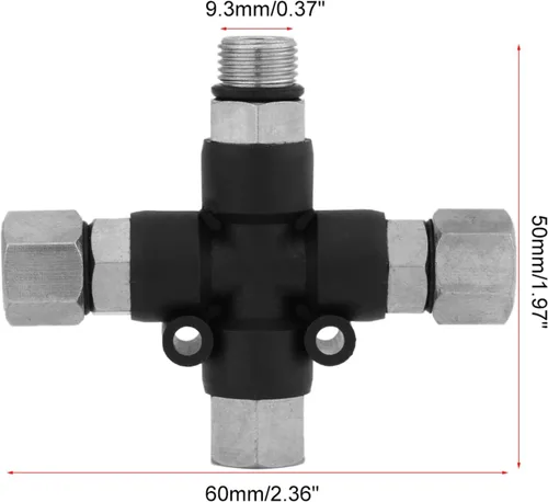 Vista 2 de Compresor de aerógrafo a adaptador de manguera de aerógrafo Conector divisor de 1/8 pulgadas BSP de 3 vías