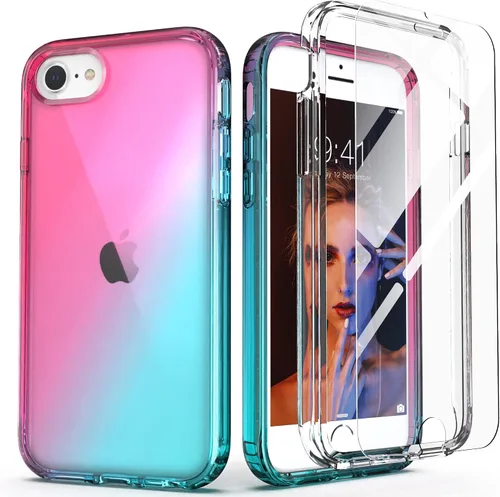 Vista 12 de IDweel para iPhone SE 2020, para iPhone 8 y 7 y SE 2022 (SE 2ª/3ª), funda protectora de cuerpo completo de ajuste delgado con amortiguación de Negro