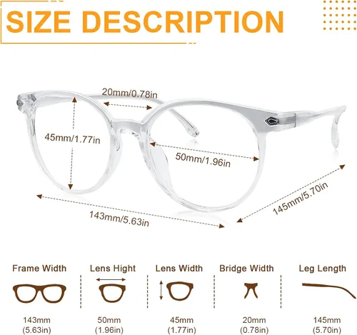 Vista 5 de Craebuer Lentes de luz azul, anteojos con filtro de luz azul, anteojos transparentes de lectura para computadora para mujeres y hombres