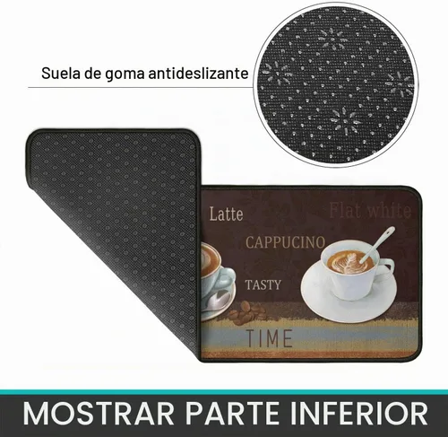 Vista 4 de Juego de 2 alfombras de cocina estilo granja, antideslizantes, lavables, absorbentes, de microfibra rústica, decoración de piso de cocina, 17 x 47 +