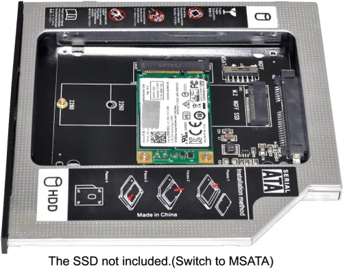 Vista 8 de MSATA NGFF B/M-Key SSD a Slimline SATA 13Pin Caddy Case para 0.374 in Universal Laptop CD/DVD-ROM Optical Bay