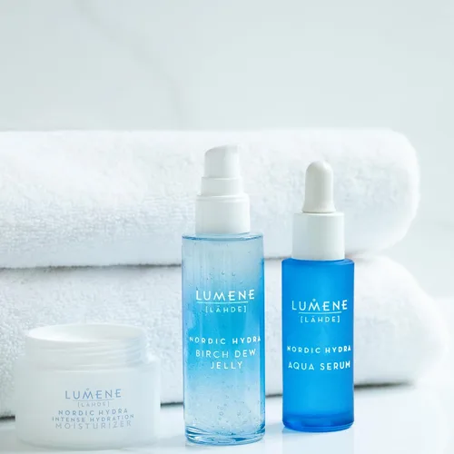 Vista 9 de Lumene Nordic Hydra [Lähde] Birch Dew Jelly - Suero hidratante facial doble con ácido hialurónico y savia de abedul nórdico, suero facial Faily
