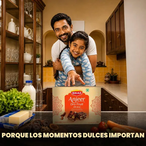 Vista 5 de Bikaji Anjeer Dry Fruit Burfi Halwa 8.81oz (250 g), pastel de higos tradicional y turrón de nueces con frutas secas premium, auténtico mithai