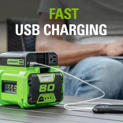 Vista 5 de Greenworks Inversor de potencia Pro 80V 300W, batería de 2 Ah y cargador incluidos