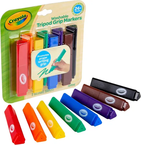 Vista 2 de Crayola Marcadores Triangulares para Niños Pequeños (8 unidades), Marcadores Lavables de Fácil Agarre para Niños Pequeños, Suministros de Arte