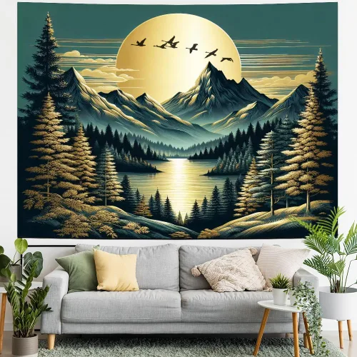 Vista 7 de Generleo Tapiz de plantas florales, tapices vintage, bohemio, flores, mariposas, cielo estrellado, paisaje, naturaleza, paisaje, tapiz para colgar