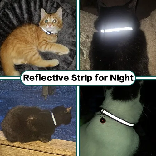 Vista 6 de Collar de Gato Airtag Separable, Collar Reflectante para Gatito con Soporte para Apple Air Tag y Campana para Gatos Niña y Niño, 0.4 Pulgadas