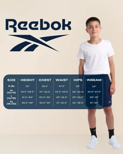 Vista 7 de Reebok Pantalones cortos de baloncesto 2 en 1 con forro de compresión y bolsillos, pantalones cortos deportivos para niños para gimnasio y correr