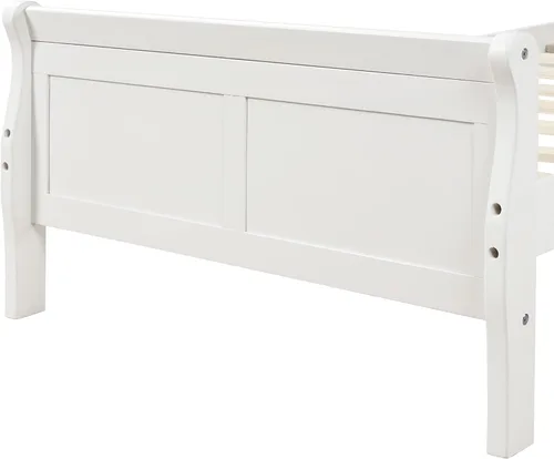 Vista 5 de Merax Base de cama de plataforma de madera, base de cama individual, base de colchón con cabecero, estribo, soporte de listones de madera