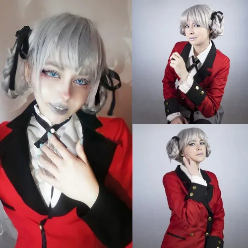 Vista 2 de JOMICO Momobami Kirari - Pelucas de cosplay para mujer, Kakegurui, Halloween, fiesta, pelucas sintéticas, color tostado con cabello trenzado y colas