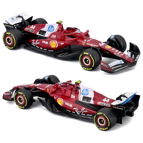 Vista 4 de Bburago 1:64 Scale Race Formula Ferrari SF-25 (2025) Vehículo fundido a presión, Hamilton #44