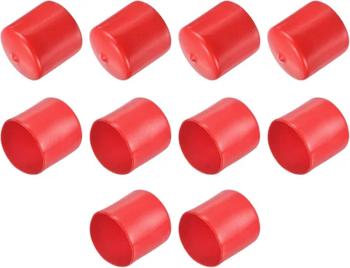 Vista 94 de uxcell 10 tapas de goma para extremos de 0.591 in de identificación, tapa de extremo redondo, protectores de rosca de tornillo, color negro