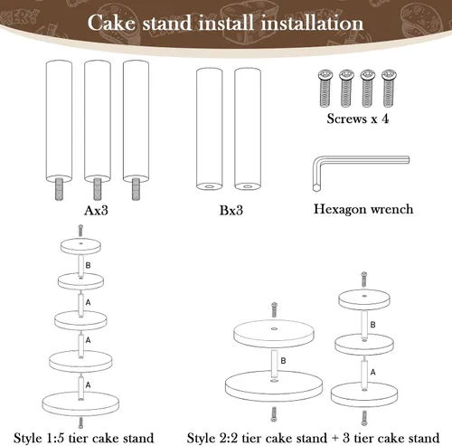 Vista 7 de Ayfjovs Soporte de madera para cupcakes de 5 niveles, soporte de madera rústica para tartas, soporte de exhibición de postres, rebanadas de madera