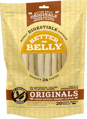 Vista 19 de Better Belly Originals, Sabor a Solomillo de Ternera Real, Rollos Pequeños, Masticables para Perros, 20 Unidades (P-50050NC)