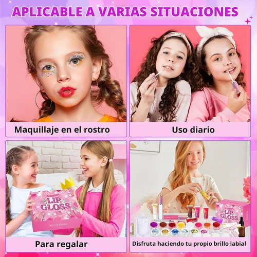 Vista 6 de Kit de Bricolaje de Brillo Labial Jcoos, Conjunto de Brillo Labial para Adolescentes, Niños, Preadolescentes, Niñas, Mujeres, Kit de Brillo Labial