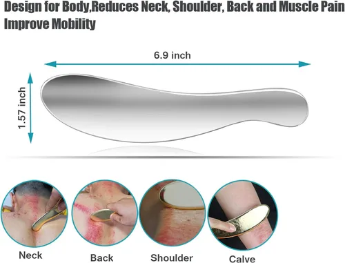 Vista 2 de Gua Sha Tools, herramienta de raspado de acero inoxidable, tabla de masaje, herramienta quiropráctica, herramienta de terapia física, gran
