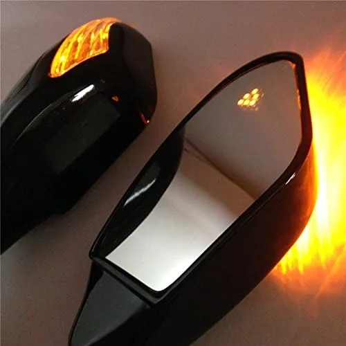 Vista 4 de HK - Espejos laterales LED integrados color negro brillante compatibles con Suzuki GSXR 600/750 GSXR 1000 1100 Hayabusa GSF 600S 1200 1200S BANDIT