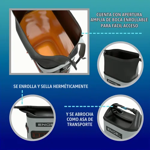Vista 6 de Engel BP25 Hielera de alto rendimiento con tapa enrollable de 25 cuartos de galón para mochila