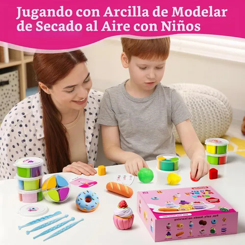 Vista 3 de Kit de arcilla seca al aire para niños, juego de manualidades
