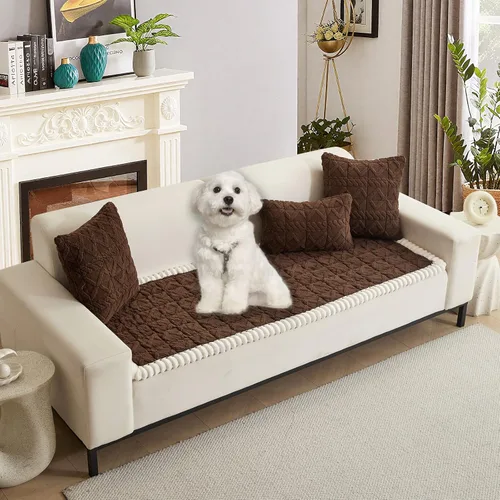 Vista 20 de HANDONTIME Funda para sofá de perro con diseño geométrico de jacquard, fundas de sofá lavables, divertidas y esponjosas, funda de cojín para sofá