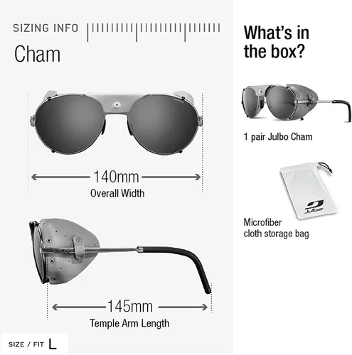 Vista 4 de Julbo Cham Glacier - Gafas de sol para hombre y mujer, lentes fotocromáticas para montañistas, senderismo, esquí y viajes en la nieve, 100% UV