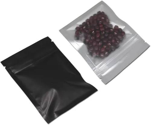 Vista 4 de PABCK: Paquete de 100 bolsas transparentes reutilizables con cierre hermético para almacenar alimentos, Negro