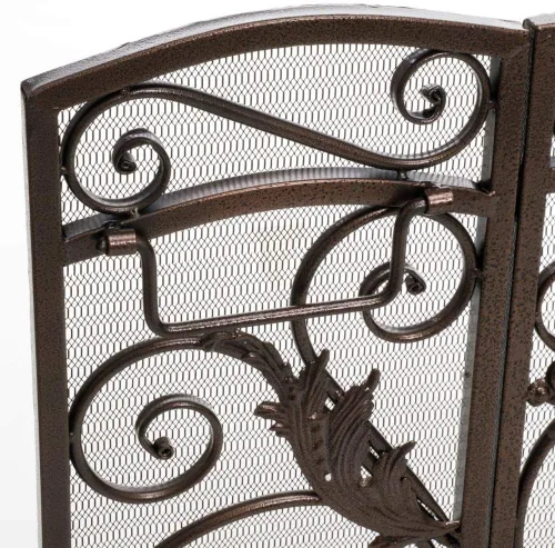 Vista 8 de Christopher Knight Home Waterbury - Pantalla para chimenea, flor dorada sobre negro